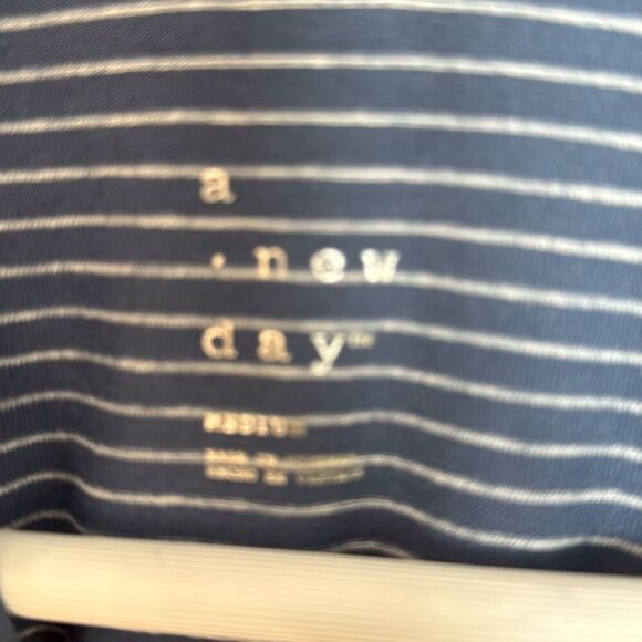 A New Day blue striped extended shoulder alone dress medium - Picture 5 of 11